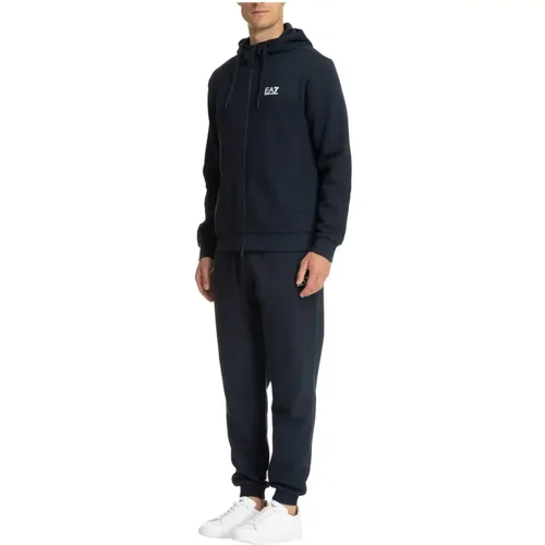 Cotton Sporty Hooded Tracksuit Joggers , male, Sizes: 3XL, 2XL, S, L, XL, M - Emporio Armani EA7 - Modalova