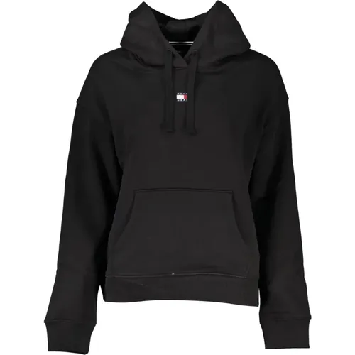 Schwarzer Hoodie mit Logo-Applikation , Damen, Größe: XS - Tommy Hilfiger - Modalova