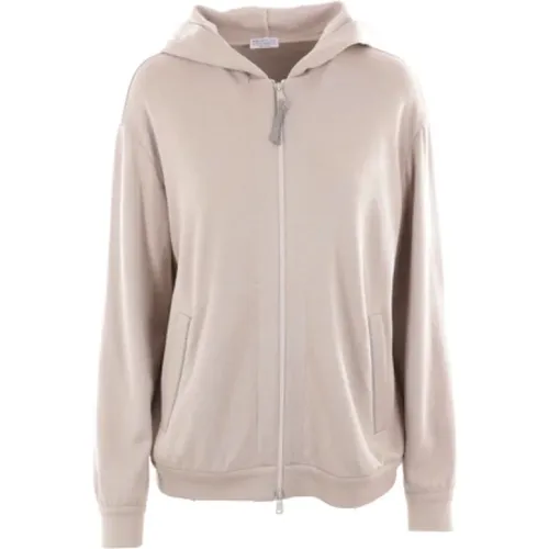 Light Hooded Sweater with Zipper , female, Sizes: L - BRUNELLO CUCINELLI - Modalova