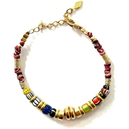 Handwoven African Style Bracelet with Semi-Precious Stones , female, Sizes: ONE SIZE - Gachon Pothier - Modalova