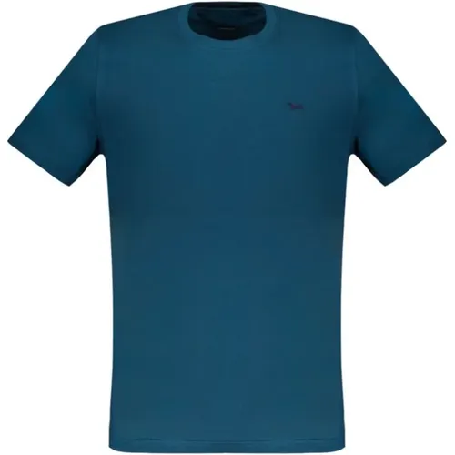 Blau Baumwolle Besticktes Logo T-Shirt , Herren, Größe: M - Harmont & Blaine - Modalova