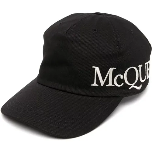Schwarze Baumwoll-Baseballkappe mit McQueen-Logo , Herren, Größe: S - alexander mcqueen - Modalova