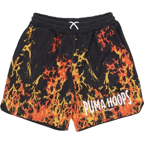 Flames Streetwear Shorts Schwarz Print , Herren, Größe: XL - Puma - Modalova