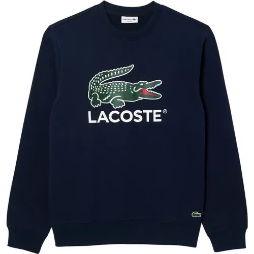 Men's Corduroy Sweatshirt with Front Logo Print , male, Sizes: L - Lacoste - Modalova