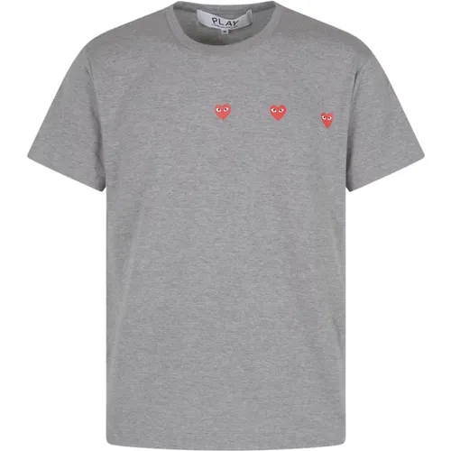 Graues T-Shirt mit kurzen Ärmeln , Herren, Größe: M - Comme des Garçons Play - Modalova