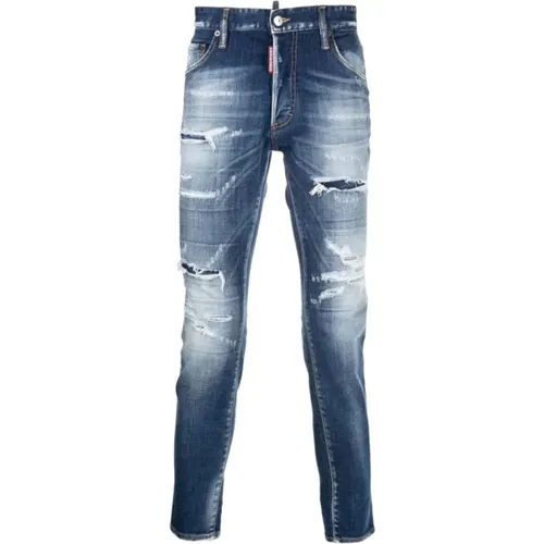 Verwaschene Zerrissene Skinny Jeans für Männer , Herren, Größe: XL - Dsquared2 - Modalova