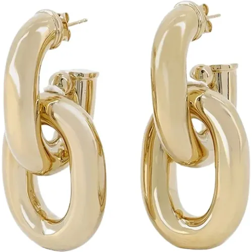 Golden Brass Hanging Hoop Earrings , female, Sizes: ONE SIZE - Paco Rabanne - Modalova