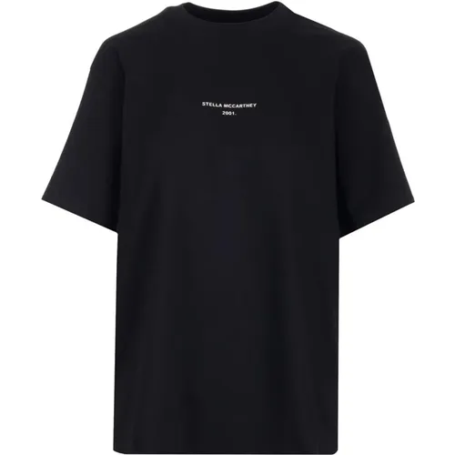 Schwarzes Baumwoll T-Shirt Ss22 , Damen, Größe: 3XS - Stella Mccartney - Modalova