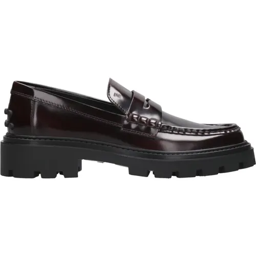 Bordeaux Leder Mokassin Loafers , Damen, Größe: 40 EU - TOD'S - Modalova