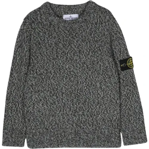 Grauer Melange Pullover Logo Ärmel - Stone Island - Modalova