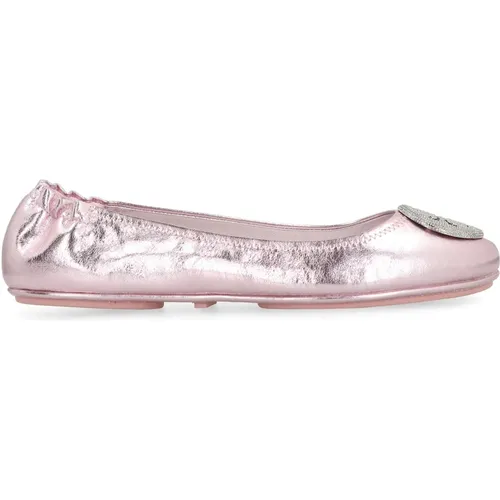 Metallische Leder Ballett Flats Elastischer Rücken , Damen, Größe: 37 1/2 EU - TORY BURCH - Modalova