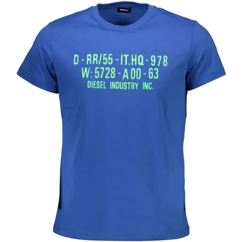 Blau Logo T-Shirt mit Rundhalsausschnitt , Herren, Größe: XL - Diesel - Modalova