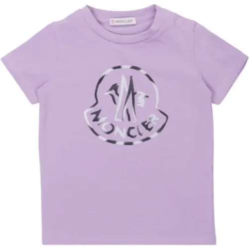Lila Kinder T-Shirt mit Logo-Print - Moncler - Modalova