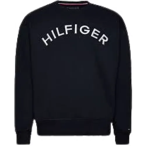 Navy Hilfiger Arched Crewneck Overdeler , Herren, Größe: XL - Tommy Hilfiger - Modalova