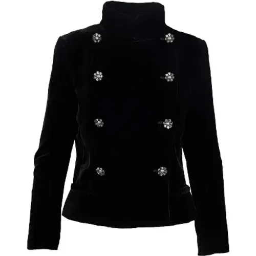 Chanel Velvet Jacket with Stone Buttons , female, Sizes: L - Chanel Vintage - Modalova