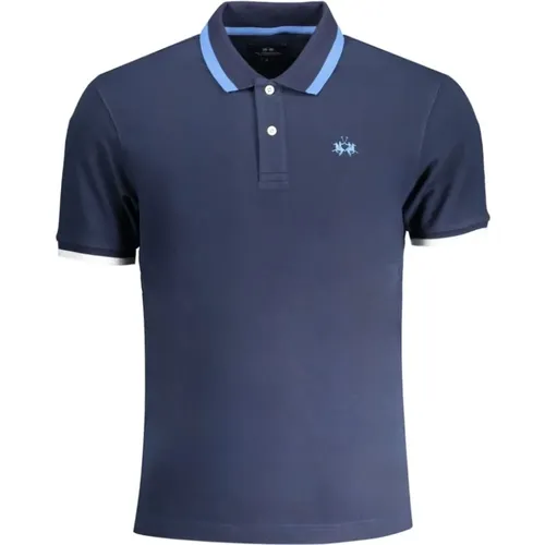 Blaues Baumwoll-Poloshirt mit Stickerei , Herren, Größe: XL - LA MARTINA - Modalova