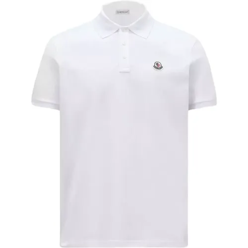 Logo Patch Polo Klassisch Weiß Baumwolle , Herren, Größe: L - Moncler - Modalova