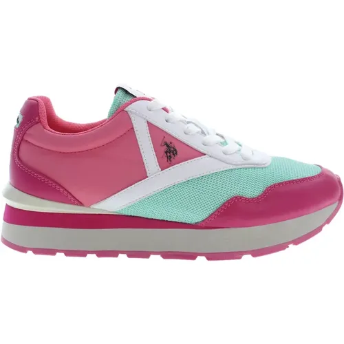 Sporty Pink Sneakers with Contrast Details , female, Sizes: 2 UK, 4 UK - U.s. Polo Assn. - Modalova