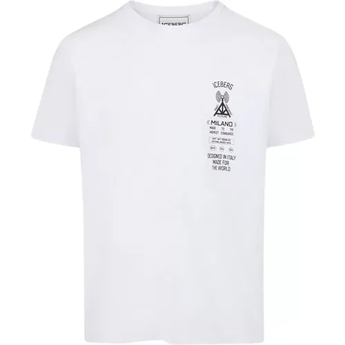 T-Shirt mit Logo-Print aus Baumwolle,Graues T-Shirt mit Logo-Print,Schwarzes T-Shirt mit Logo - Iceberg - Modalova