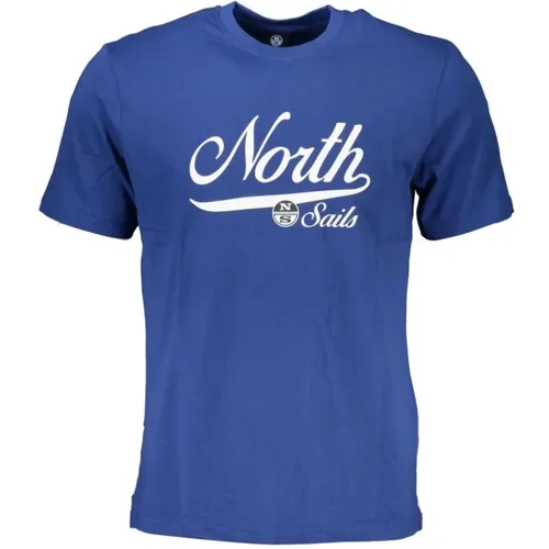 Blau Baumwolle Logo Print T-Shirt , Herren, Größe: S - North Sails - Modalova