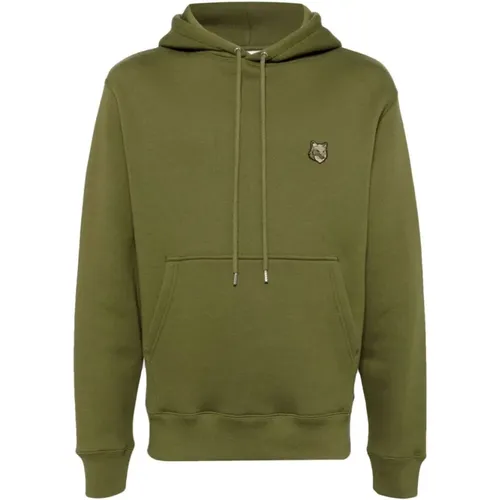 Fox Motif Olive Sweatshirt , male, Sizes: M, S, XL, L - Maison Kitsuné - Modalova