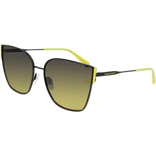 Black/Green Shaded Sunglasses , female, Sizes: 61 MM - Calvin Klein Jeans - Modalova