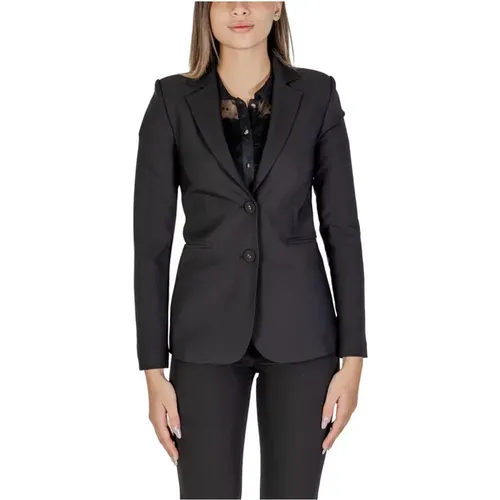 Schwarzer Polyester Elastan Blazer , Damen, Größe: 2XS - Sandro Ferrone - Modalova