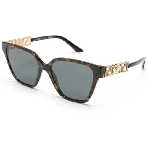 Braun/Havanna Sonnenbrille, must-have Stil , Damen, Größe: 56 MM - Versace - Modalova
