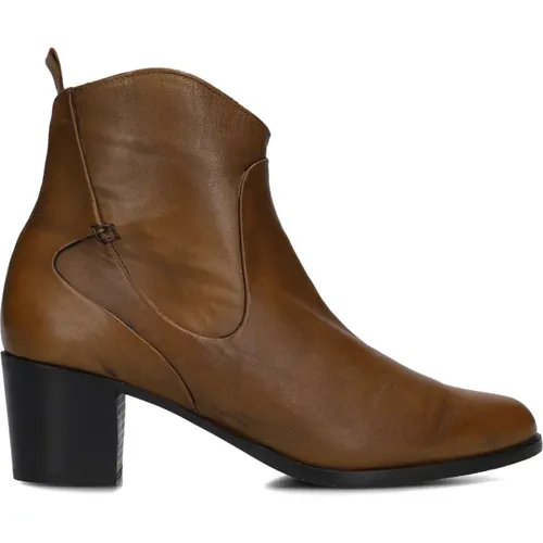 Klassische Cognac Leder Stiefeletten , Damen, Größe: 42 EU - Everybody - Modalova