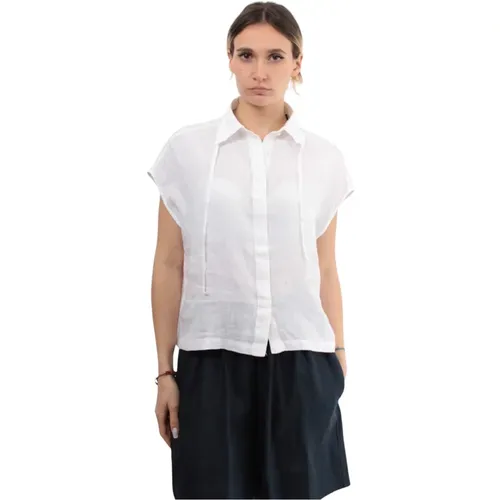 Weiße Leinenhemd Klassischer Stil , Damen, Größe: XS - Roy Roger's - Modalova