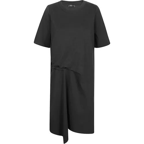Knee-Length Cotton Dress with Side Ruching , female, Sizes: M - Max Mara Weekend - Modalova