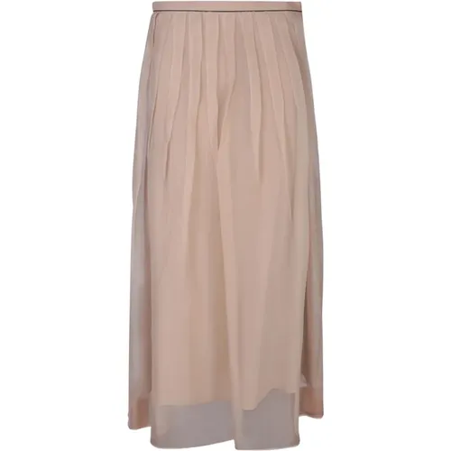 Silk Skirt Elastic Waist Below Knee , female, Sizes: S, M - BRUNELLO CUCINELLI - Modalova