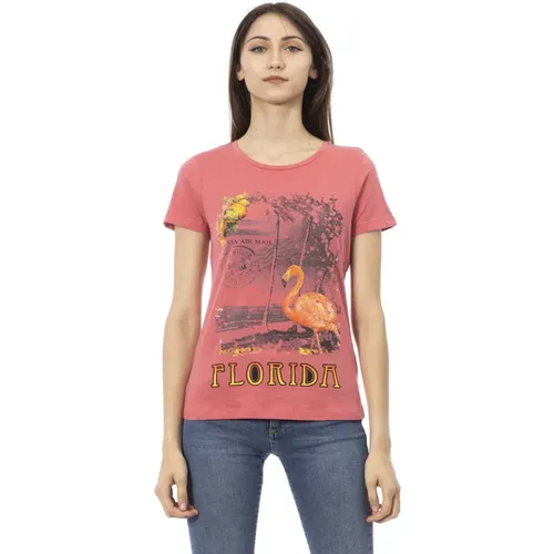 Kurzarm Rundhals T-Shirt , Damen, Größe: L - Trussardi - Modalova