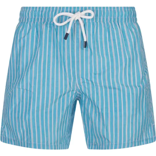 Blue Striped Swim Shorts , male, Sizes: L, XL, 2XL - Fedeli - Modalova