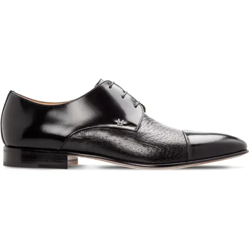 Stilvolle schwarze Derby Schuhe aus Leder , Herren, Größe: 44 EU - Moreschi - Modalova
