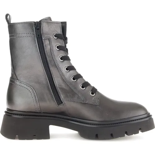 Schwarze Leder Biker Boots , Damen, Größe: 39 1/2 EU - Gabor - Modalova