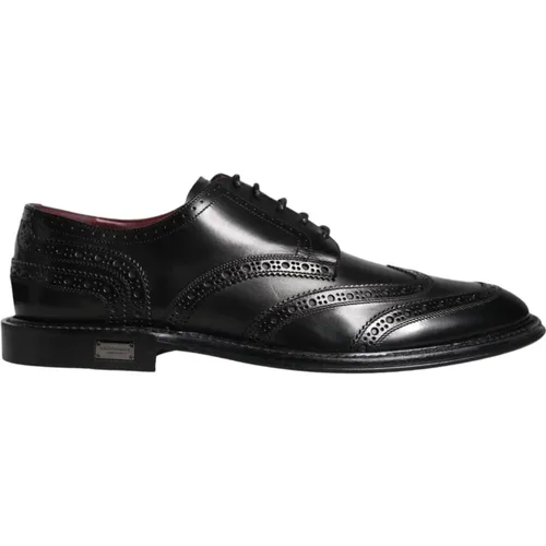 Schwarze Leder Wingtip Formelle Schuhe - Dolce & Gabbana - Modalova