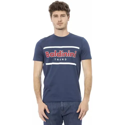 Blau Baumwoll Trend T-Shirt mit Frontprint , Herren, Größe: S - Baldinini - Modalova