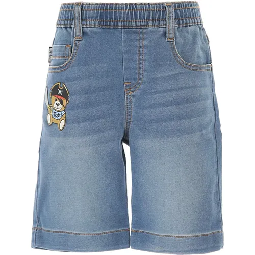 Blaue Denim Teddy Bear Patch Shorts - Moschino - Modalova