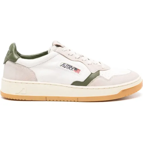 Canvas and Leather Low Top Sneaker , male, Sizes: 7 UK, 8 UK - Autry - Modalova