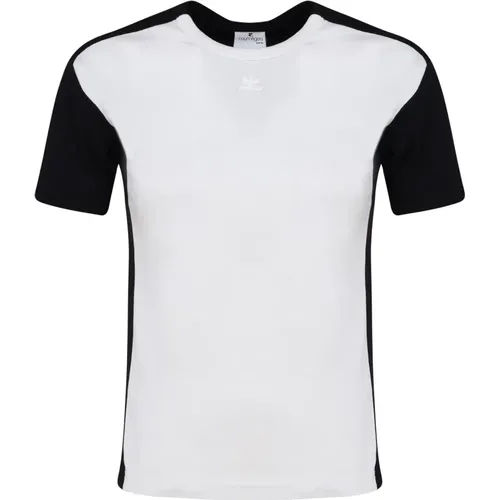 Baumwoll T-Shirt mit Rundhalsausschnitt , Damen, Größe: XS - Courrèges - Modalova