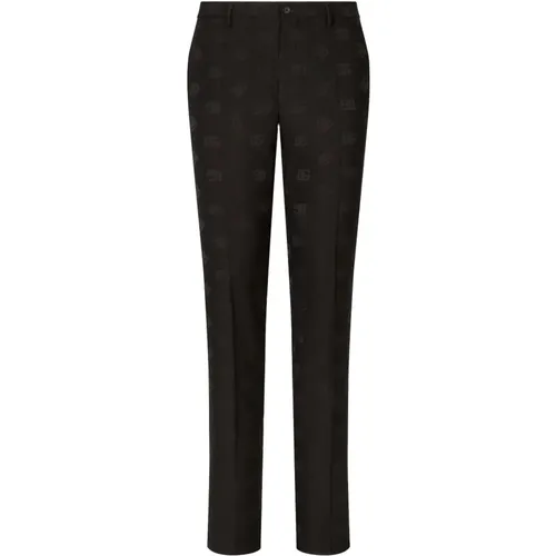 Jacquard Wool Stretch Logo Pants , male, Sizes: 3XL, 2XL - Dolce & Gabbana - Modalova