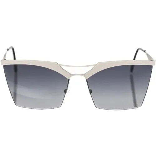 Clubmaster Sonnenbrille Silber Metall Schwarze Linse , Damen, Größe: ONE Size - Frankie Morello - Modalova