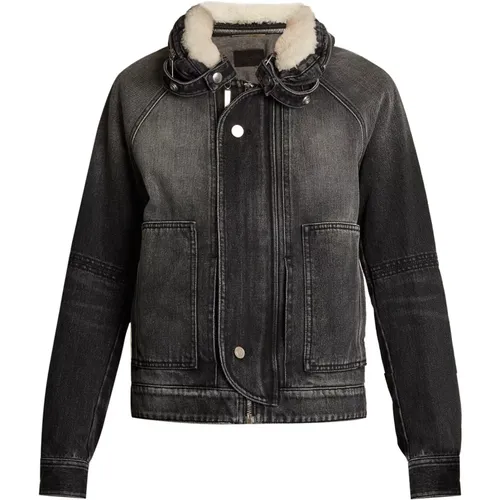 Shearling Trim Jacket for Women , female, Sizes: 2XS - Saint Laurent - Modalova