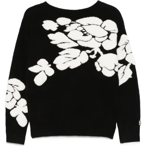 Floral Jacquard Crew Neck Sweater , female, Sizes: S, XS - Blugirl - Modalova