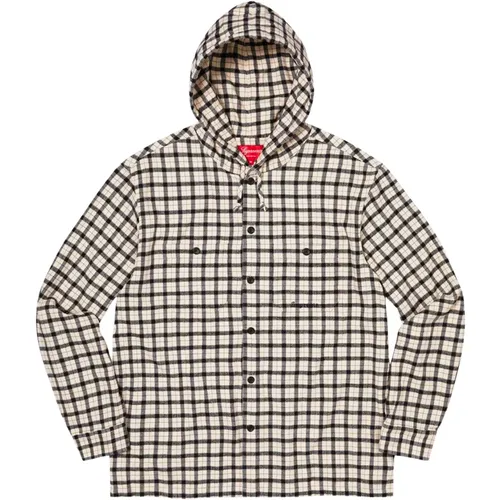 Mini Plaid Hooded Shirt White , Herren, Größe: XL - Supreme - Modalova