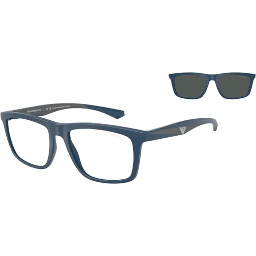 Sonnenbrille Ea4235 Blaue Spiegelgläser , Herren, Größe: 53 MM - Emporio Armani - Modalova