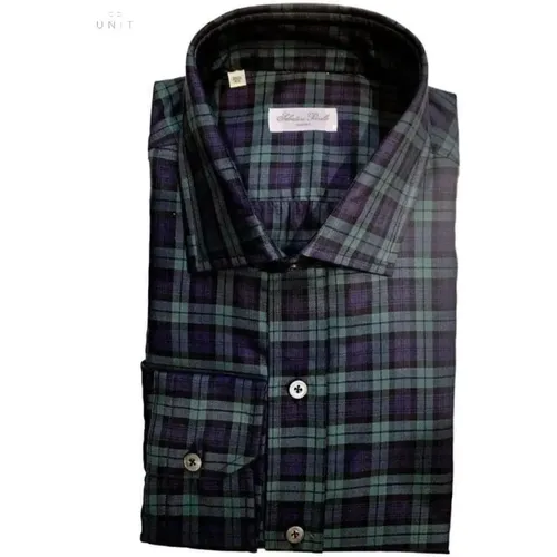 Blackwatch Shirt Navy/Green , male, Sizes: 4XL, M - Salvatore Piccolo - Modalova