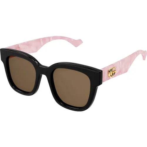 Black Pink/Brown Sonnenbrillen , Damen, Größe: 52 MM - Gucci - Modalova