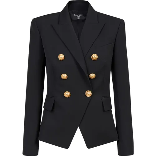 Grain de poudre double-breasted jacket , female, Sizes: S - Balmain - Modalova